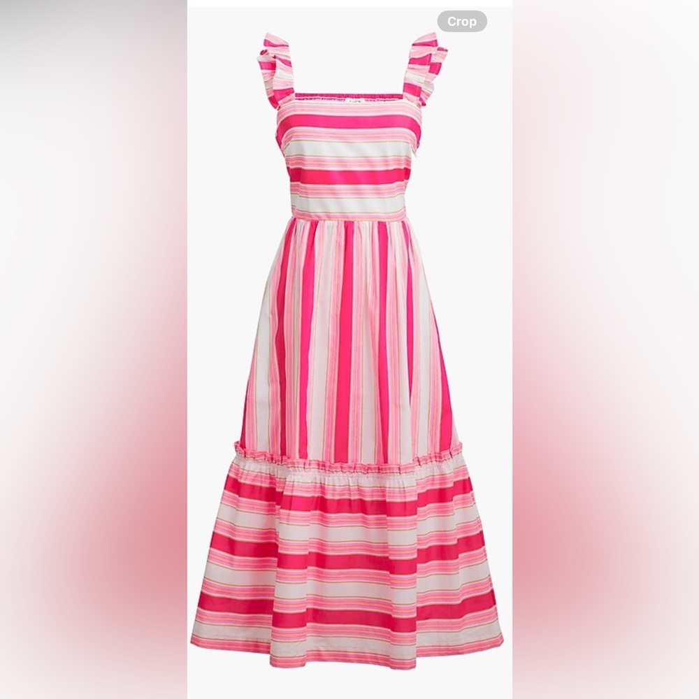 NWT J.Crew size 14 striped square neck midi dress in pink